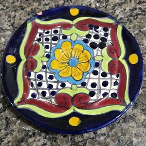 Talavera Mexican Pottery Small Plate Trinket Dish 6.25” Nieves